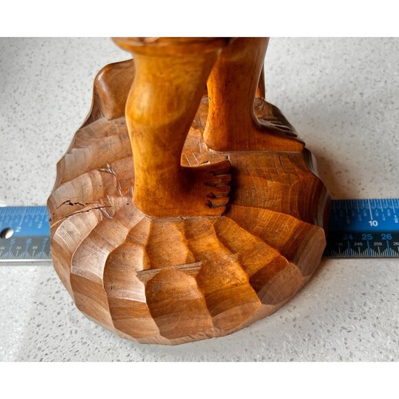 Hand-Carved Ifugao Female Wood Sculpture Narra Wood With Dog Figurine 13.5" Tall - Picture 3 of 14